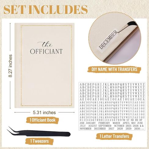 Wedding Officiant Book Personalized Linen Hardcover Journal with Name Sticker, 160 Lined Pages, 5.31 x 8.27 in A5 Notebook, Pastor Minister Sermon Officiant Gift for Wedding Ceremony in Saudi Arabia