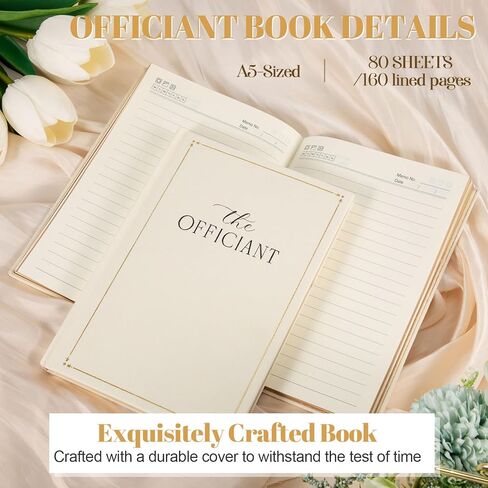 Wedding Officiant Book Personalized Linen Hardcover Journal with Name Sticker, 160 Lined Pages, 5.31 x 8.27 in A5 Notebook, Pastor Minister Sermon Officiant Gift for Wedding Ceremony in Saudi Arabia