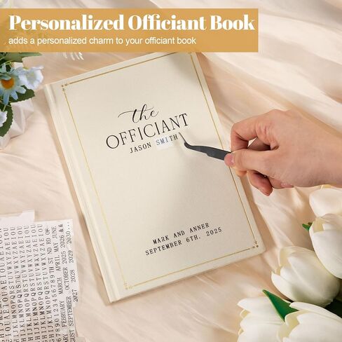 Wedding Officiant Book Personalized Linen Hardcover Journal with Name Sticker, 160 Lined Pages, 5.31 x 8.27 in A5 Notebook, Pastor Minister Sermon Officiant Gift for Wedding Ceremony in Saudi Arabia