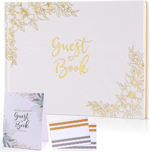 XKDOUS Elegant Wedding Guest Book with Gold Foiled Cover and Lined Pages 7"x 9" Wedding Guestbook for Wedding Reception, Birthday, Baby Shower, Bridal Shower and Special Events in Kuwait