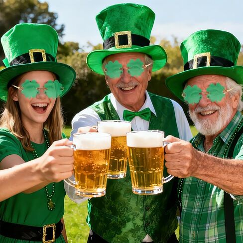 St Patricks Day Sunglasses, Green Four Leaf Clover Glasses, Saint Patricks Day Outfit Costume Accessories for Women Men in Saudi Arabia