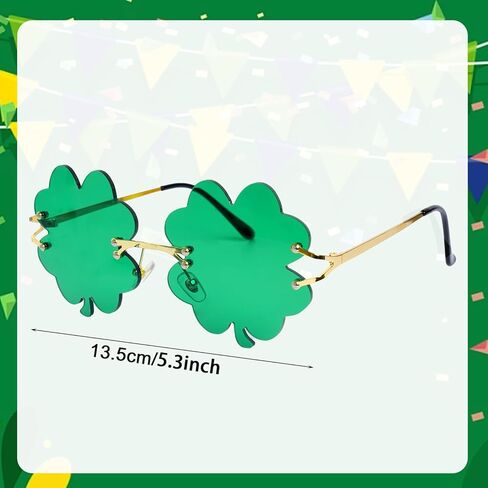 St Patricks Day Sunglasses, Green Four Leaf Clover Glasses, Saint Patricks Day Outfit Costume Accessories for Women Men in Saudi Arabia