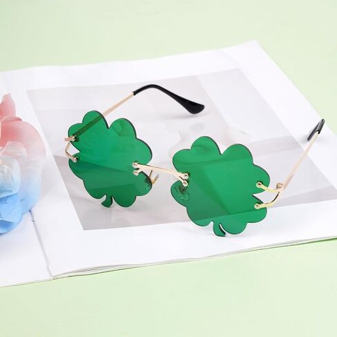 St Patricks Day Sunglasses, Green Four Leaf Clover Glasses, Saint Patricks Day Outfit Costume Accessories for Women Men in Saudi Arabia