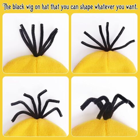 6 Pcs Adult Halloween Costume Accessories,Yellow Beanie/Tutu Skirt/Stockings/Suspenders/Goggles/Gloves Cosplay Set in Kuwait