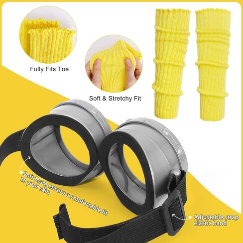 6 Pcs Adult Halloween Costume Accessories,Yellow Beanie/Tutu Skirt/Stockings/Suspenders/Goggles/Gloves Cosplay Set in Kuwait