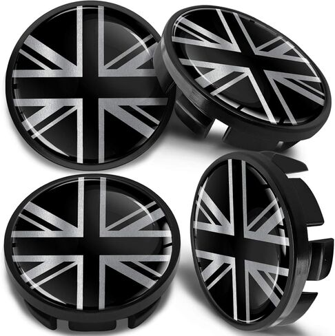 Biomar Labs® 4 x 65mm Wheel Centre Alloy Hub Center Caps Compatible with VW 3B7 601 171 / 6U7 601 171 Hubcaps UK GB Union Jack United Kingdom England British National Silver Flag CV 29 in Saudi Arabia