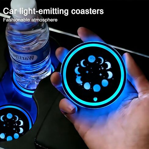 أضواء حامل أكواب LED على شكل عباد الشمس للسيارة، 7 ألوان تضيء قواعد حامل الأكواب لتزيين السيارة، قواعد مستشعر الاهتزاز، هدايا إكسسوارات السيارات عباد الشمس للنساء والرجال، عالمية لشاحنة سيارات الدفع الرباعي سيدان in Kuwait