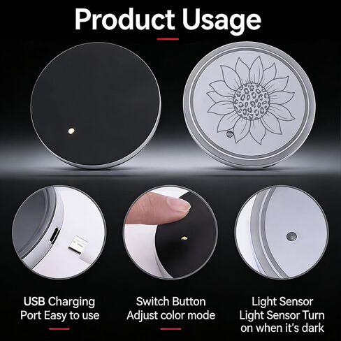 أضواء حامل أكواب LED على شكل عباد الشمس للسيارة، 7 ألوان تضيء قواعد حامل الأكواب لتزيين السيارة، قواعد مستشعر الاهتزاز، هدايا إكسسوارات السيارات عباد الشمس للنساء والرجال، عالمية لشاحنة سيارات الدفع الرباعي سيدان in Kuwait