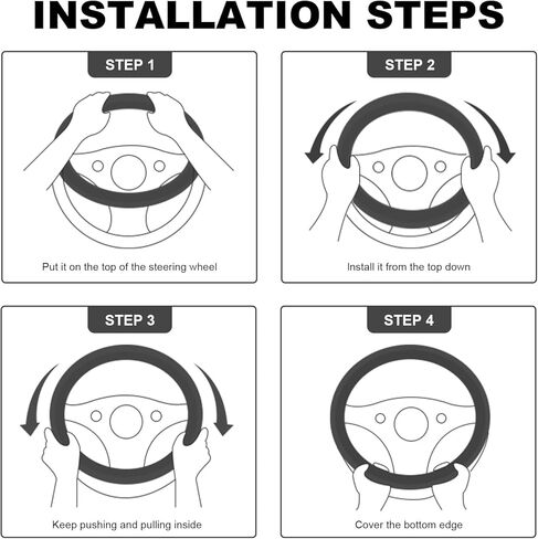 KAFEEK 15 inch Steering Wheel Cover, Breathable Perforated Microfiber Leather, Sporty Diamond Texture, Anti-Slip Red Stitching Car Steering Wheel Protector, Universal Fit for Cars SUVs Trucks, Black in Kuwait