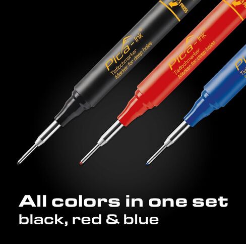Pica Ink Set, Permanent Marker pens, 3 pens, Black, Blue, Red (Pack of 3) in Kuwait
