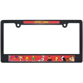Officially Licensed Looney Tunes Characters Automotive-Grade Plastic 3D Doming Standard Black License Plate Frame Tag Holder for Cars/SUVs/Trucks - Weatherproof in Kuwait