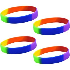 Blue Drop 4Pcs Rainbow Bracelets Silicone Rubber Pride LGBT Bracelets Lesbian Gay Wristbands Pride Day Jewelry for Women Men in Kuwait
