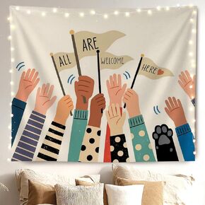 MKYFHSVGD Diversity Inclusive Classroom Tapestry Wall Hanging, All Are Welcome Here Equality Inspirational Wall Tapestry for School Classroom Kids Room Playroom Decorations, 50x60 Inch in Saudi Arabia