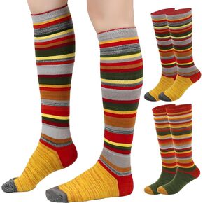 2 أزواج إمرأة بنات تأثيري مخطط جوارب طويلة إلى الركب جوارب مضحك الجدة رياضي طويل جوارب أنبوبية تدفئة الساق in Kuwait