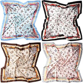 EasYoung 4Pcs 35" Silk Feeling Scarf Large Square Satin Head Scarf for Women, Square Scarf Bandanas for Sleeping in Kuwait