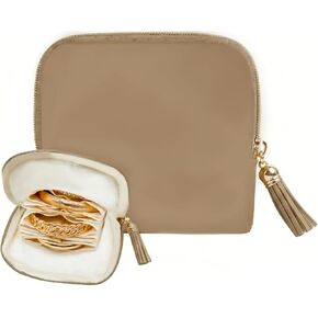 Mini Travel Jewelry Case, Small Jewelry Organizer, Jewelry Travel Case for Women, Portable Travel Jewelry Organizer Bag, Travel Jewelry Box – 5.3 × 5.1 inches (Ivory) in Saudi Arabia