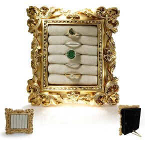 Vintage Ring Holder For Women, Gold Ring Display Stand, Earring Display Jewelry Tray, Ideal For Dresser, Vanity Counter, Wedding, Anniversary Keepsake, Proposal Prop, And Retail Store Display in Saudi Arabia