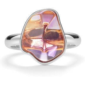 PERIMADE Natural Amethyst Crystal Band Ring Dainty Purple Irregular Cut Amethyst Statement Ring for Women, 18K Gold Plated Crystal Band Hypoallergenic Solid 925 Sterling Silver Jewelry Gift in Kuwait