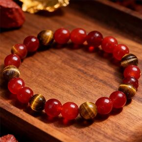 Beaded Stretch Bracelets for Women Agate Tiger Eye Stone Bracelet for Inner Strength Handmade Natural Crystal Beads Jewelry in Kuwait