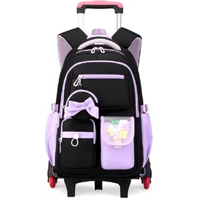 حقيبة ظهر متدحرجة للفتيات والأطفال مع عجلات، حقائب بعجلات لطيفة للفتيات، حقيبة مدرسية دوارة للمرحلة الابتدائية المتوسطة in Kuwait