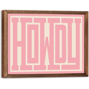 SEHSUVC الوردي HOWDY الغربية قماش جدار الفن، خمر مزرعة مزرعة رعاة البقر جدار ديكور، الخشب مؤطرة لطيف كوكيت Preppy الفتيات الجمالية غرفة ديكور الهدايا لغرفة النوم غرفة المعيشة ديكور المنزل 8x10 بوصة in Kuwait