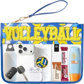 Baseball Gift Clear Baseball Bag with Chenille Letter Patches, Waterproof PVC Toiletry Pouch with Wristlet, Large Portable Makeup Bag for Baseball Moms Essentials, Game Day & Travel Organizer in Saudi Arabia