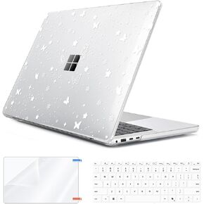Case Compatible with 13.8" Microsoft Surface Laptop 7 Windows 11 PC 2024 Release Model 2036, Lightweight Plastic Hard Shell Case + Keyboard Cover + Screen Protector + Webcam Cover, Butterfly in Saudi Arabia