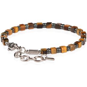 Tigers Eye Mens Bracelet Paired with Hematite and a Thickened Stainless Steel Adjustable Chain Chakra Protection Mens Jewelry and an Ideal Choice for Yourself Your Father and Your Friends in Kuwait