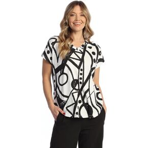 Jess & Jane Women's Cotton Modal Easy Fit Short Sleeve V-Neck Top - KM2 in Kuwait