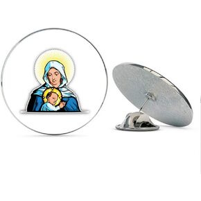 Mother Mary with Jesus Christ Religion Round Metal 0.75" Lapel Pin Hat Shirt Pin Tie Tack Pinback in Kuwait
