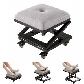 VECELO Foot Rest Under Desk at Work, Height Adjustable Rolling Foot Stool with Wheels, Cushioned Seat for Living Room, Bedroom, Home Office in Kuwait