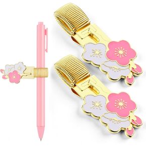2 Pcs Pen Holder Clip, Adjustable Metal Spring Pen Loop Holder Flower Pencil Clip Organizer for Notebook Clipboard Journal in Kuwait