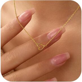 925 فضة القلب القلائد للنساء لذيذ 14 كيلو مطلية بالذهب الجوف الحب القلب قلادة قلادة الأم ابنة الصداقة القلائد عيد ميلاد الأم مجوهرات هدايا in Kuwait