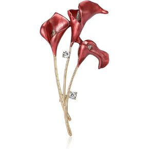 Sparkling Tulip Floral Rhinestone Brooch Pin For Women Elegant Vintage Statement Colors Glossy Petals Classic Dress Coat Scarf Accessory in Kuwait