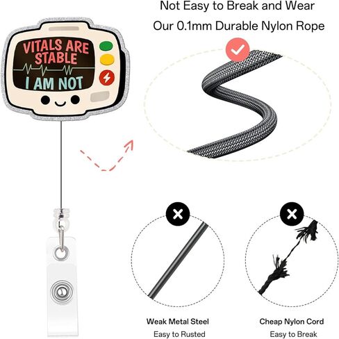 Funny Nurse Badge Reel, Vitals are Stable Badge Holder with Retractable Clip, Cute Gifts for Nursing Student RN LPN CNA MA Medical Worker Teacher Doctor in Kuwait