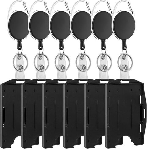 2 Pack of Hard Plastic ID Badge Holder with Adjustable Retractable Clip Lanyards for ID Badges | Heavy Duty Badge Holder | Credit Card Holder, Student ID Card Holder in Saudi Arabia