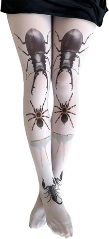 Whimsy Creatures Pattern Tights - Personality Y2K Funky Stockings for Women, Retro Harajuku Style in Kuwait