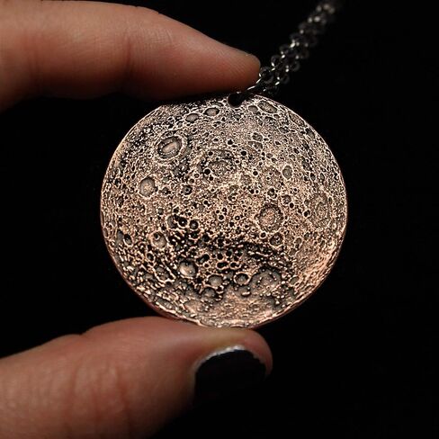 Copper Moon Necklace - Large | Lunar Reminder Large Coin Jewelry | 1.5" Solid Copper Pendant | Handmade by Shire Post Mint | in Kuwait