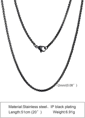 TempBeau Box Chain Necklace Men - 2mm Silver/Gold Plated/Black Chain for Mens Stainless Steel Choker Necklace for Men Women Trendy Mens Thin Chains Necklaces Jewelry Gift for Boyfriend 18-28 Inches in Saudi Arabia