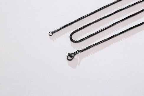 TempBeau Box Chain Necklace Men - 2mm Silver/Gold Plated/Black Chain for Mens Stainless Steel Choker Necklace for Men Women Trendy Mens Thin Chains Necklaces Jewelry Gift for Boyfriend 18-28 Inches in Saudi Arabia