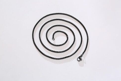 TempBeau Box Chain Necklace Men - 2mm Silver/Gold Plated/Black Chain for Mens Stainless Steel Choker Necklace for Men Women Trendy Mens Thin Chains Necklaces Jewelry Gift for Boyfriend 18-28 Inches in Saudi Arabia