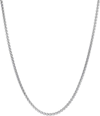 TempBeau Box Chain Necklace Men - 2mm Silver/Gold Plated/Black Chain for Mens Stainless Steel Choker Necklace for Men Women Trendy Mens Thin Chains Necklaces Jewelry Gift for Boyfriend 18-28 Inches in Saudi Arabia