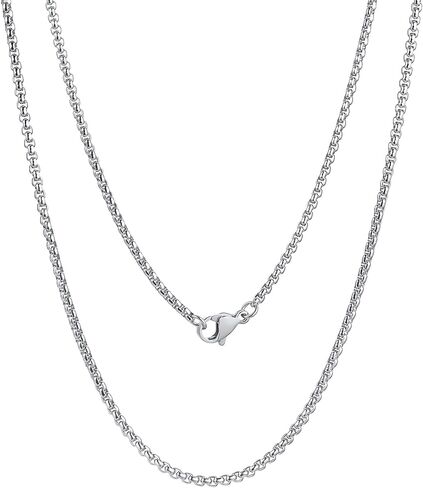 TempBeau Box Chain Necklace Men - 2mm Silver/Gold Plated/Black Chain for Mens Stainless Steel Choker Necklace for Men Women Trendy Mens Thin Chains Necklaces Jewelry Gift for Boyfriend 18-28 Inches in Saudi Arabia