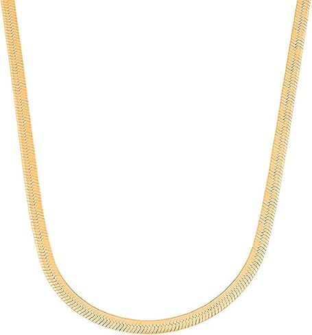 Savlano 18K Gold Plated 925 Sterling Silver 5.5mm Solid Italian Herringbone Magic Diamond Cut Link Chain Necklace With Gift Box For Women & Men - Made in Italy in Saudi Arabia