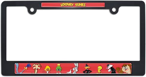 Officially Licensed Looney Tunes Characters Automotive-Grade Plastic 3D Doming Standard Black License Plate Frame Tag Holder for Cars/SUVs/Trucks - Weatherproof in Kuwait
