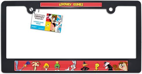 Officially Licensed Looney Tunes Characters Automotive-Grade Plastic 3D Doming Standard Black License Plate Frame Tag Holder for Cars/SUVs/Trucks - Weatherproof in Kuwait