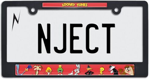 Officially Licensed Looney Tunes Characters Automotive-Grade Plastic 3D Doming Standard Black License Plate Frame Tag Holder for Cars/SUVs/Trucks - Weatherproof in Kuwait