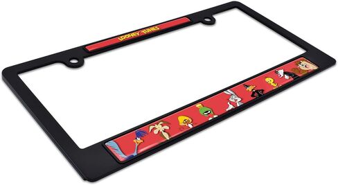 Officially Licensed Looney Tunes Characters Automotive-Grade Plastic 3D Doming Standard Black License Plate Frame Tag Holder for Cars/SUVs/Trucks - Weatherproof in Kuwait