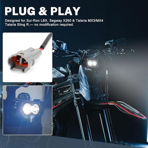 طقم ترقية المصباح الأمامي لـ Surron Light Bee X Talaria Sting R MX4 Segway X260 مصباح أمامي LED مقاوم للماء مع دعامة تثبيت 20 وات 6000-6500 كلفن ضوء عالي السطوع (أبيض) in Kuwait
