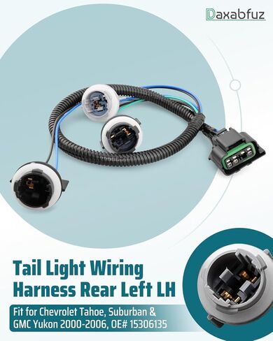 حزام أسلاك الضوء الخلفي مناسب لسيارة جي إم سي يوكون شيفروليه تاهو سوبربان 2000 2001 2002 2003 2004 2005 2006، خلفي يسار LH، استبدل 15306135 in Kuwait